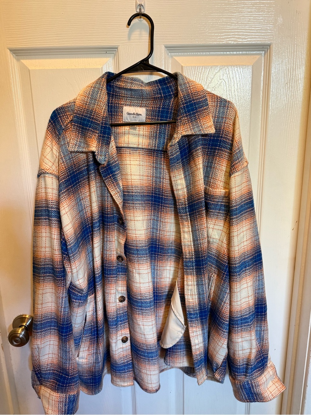 Goodfellow & Co Blue and Cream Plaid Button-Up Jacket